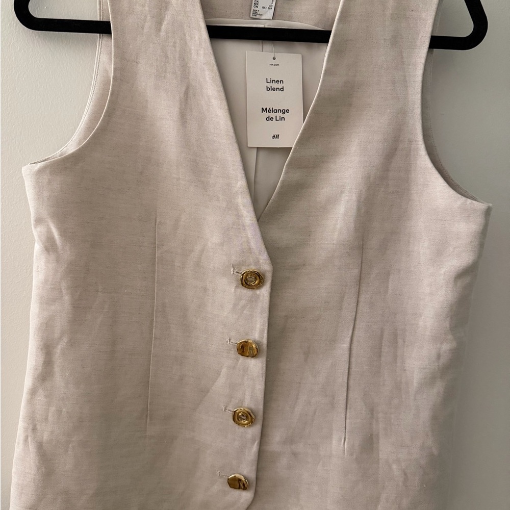 H&M Cream Vest with Gold Buttons